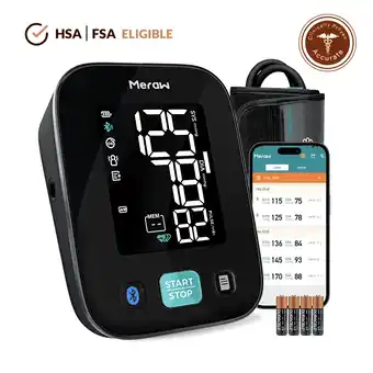 Walmart Meraw Cedar Arm Blood Pressure Monitor, Bluetooth Enabled, Automatic, Fits Arm 8.716.5, Black offer