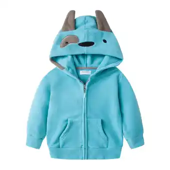 Walmart LittleSpring Kids Fleece Hoodie with Full Zipper Animal Jacket for Boys Warm Coat Blue Size 6 offer