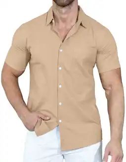 Walmart Aiyino Men's Casual Linen Button Down Shirt Short Sleeve Beach Shirt，Black offer