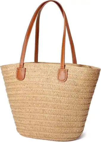 Walmart Gocvo Straw Beach Bag for Womens, Crossbody Shoulder Tote Bag with Zipper Vacation Purse for Summer offer