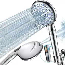 Walmart Ophanie 9 Setting Handheld Shower Head,High Pressure Shower Head with Filter,Silver offer