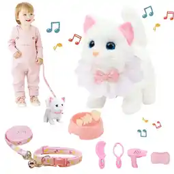 Walmart Plush Cat Toy, Walking Interactive Cat, Christmas Birthday Gift for Toddlers Kids offer