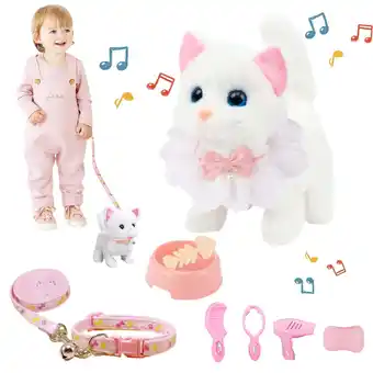 Walmart Plush Cat Toy, Walking Interactive Cat, Christmas Birthday Gift for Toddlers Kids offer