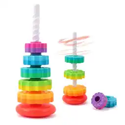 Walmart DIYMAG Baby Spinning Stacking Toys, Rainbow Stackable Rings Sensory Toys Montessori Toys offer