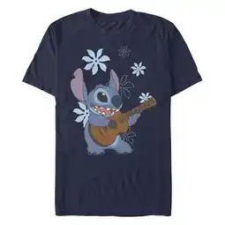 Walmart Men's Lilo & Stitch Floral Ukulele Dance Graphic Tee Navy Blue Large offer
