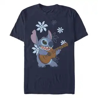 Walmart Men's Lilo & Stitch Floral Ukulele Dance Graphic Tee Navy Blue Large offer