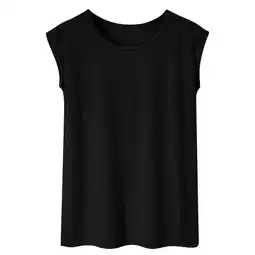 Walmart Plus Size Sleeveless T-Shirt for Women Classic Solid Color Tank Summer Crew Neck Loose Tees Top offer