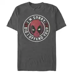 Walmart Men's Marvel Deadpool I'm Sorry Did I Offend You? Graphic Tee Charcoal Heather Small offer