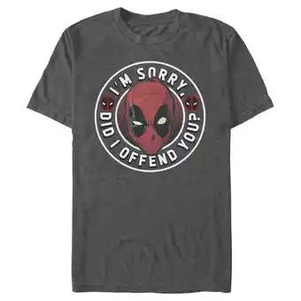 Walmart Men's Marvel Deadpool I'm Sorry Did I Offend You? Graphic Tee Charcoal Heather Small offer