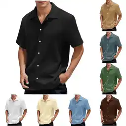 Walmart Fanxing Mens Button Up Dress Shirt Beige Beach Shirts Dressy Casual Vacation Tops XL offer