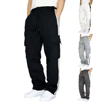 Walmart CHGBMOK Fall/Winter Men's Loose Sports Pants Rope Loosening Waist Color Pocket Trousers on Clearance offer