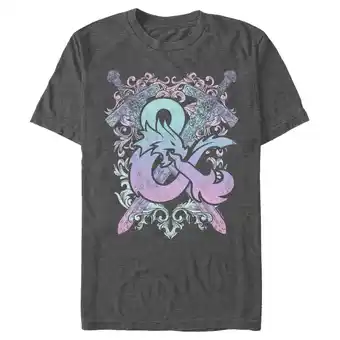 Walmart Men's Dungeons & Dragons Pastel Rainbow Logo Graphic Tee Charcoal Heather Small offer