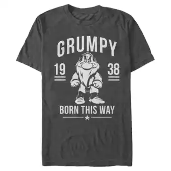 Walmart Men's Snow White and the Seven Dwarfs Grumpy Born This Way Graphic Tee Charcoal Heather Small offer