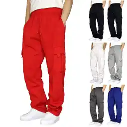Walmart CHGBMOK Fall/Winter Men's Loose Sports Pants Rope Loosening Waist Color Pocket Trousers on Clearance offer