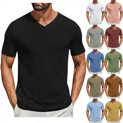 Walmart Fanxing Mens V Neck Tee Shirts Under $10 Black Breathable Summer Tees Gym to Streetwear XL offer