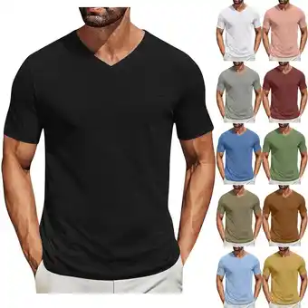 Walmart Fanxing Mens V Neck Tee Shirts Under $10 Black Breathable Summer Tees Gym to Streetwear XL offer