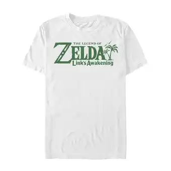Walmart Men's Nintendo Legend of Zelda Link's Awakening Palm Logo Graphic Tee White Medium offer