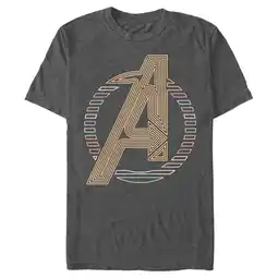 Walmart Men's Marvel Avengers Neon Sign Graphic Tee Charcoal Heather Small offer