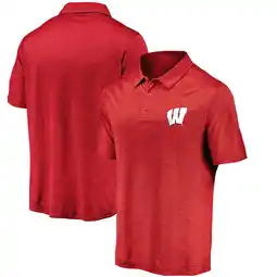 Walmart Men's Fanatics Red Wisconsin Badgers Primary Logo Striated Polo offer