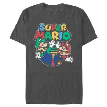 Walmart Men's Nintendo Super Mario High Five Distressed Graphic T-Shirt offer