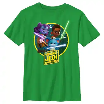 Walmart Boy's Star Wars: Young Jedi Adventures Lightsaber Group Logo Graphic Tee Kelly Green X Small offer