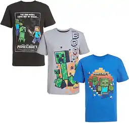 Walmart Minecraft Boys Creeper & Characters 3 Colors Short Sleeve T-Shirt Set, 3 Pack (Sizes 4-16) offer
