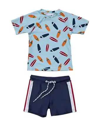 Walmart Snapper Rock boys Retro Surf Baby Swim Set, 3-6M, Blue offer