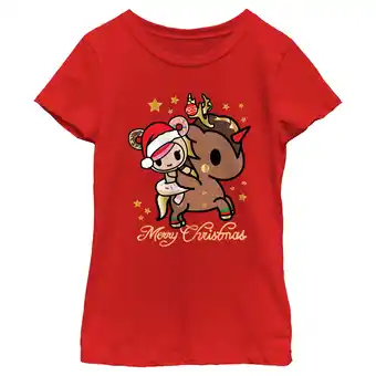 Walmart Girl's Tokidoki Merry Christmas Donutella Graphic Tee Red Large offer
