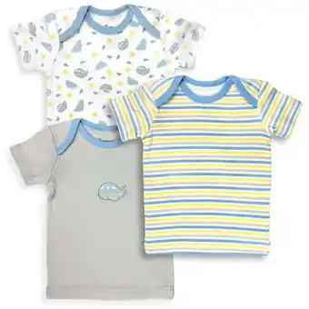Walmart 152B-3-12 3 Piece Blue, White, Grey & Yellow Boys T Shirt Set, Planes & Stripes Prints - 9-12 Months offer