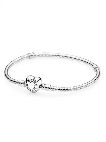 Walmart PANDORA Snake Chain Heart Clasp Charm Bracelet in Sterling Silver, 6.3 offer