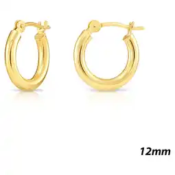 Walmart Tilo Jewelry 14K Yellow Gold Classic Polished Round Gold Hoop Earrings (12mm) for Women & Unisex offer