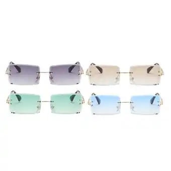 Walmart 4pcs Fashion Rimless Sunglasses Designer Tinted Lens Eyewear Glasses offer
