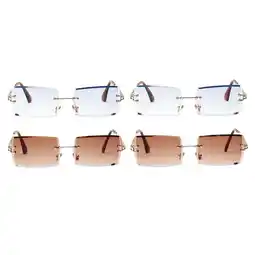 Walmart 4 Pairs Rectangle Cut Rimless Sunglasses Party Tinted Lens Eyewear 400 offer