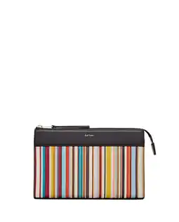 Walmart Paul Smith Men's Multicoloured Striped Leather Clutch Multicolor offer