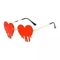 Walmart hengtong 2xFashion Dripping Heart Sun Glasses Personality Party Eye Glasses Frameless red offer