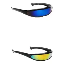 Walmart 2pcs Sunglasses Narrow Futuristic Black Frame Photo Accessories offer
