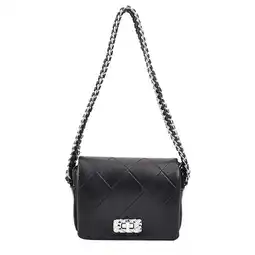 Walmart Women Shoulder Bag Women Handbag Women Purse Trendy Chunky Chain Clutch Shoulder Black offer