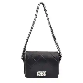 Walmart Women Shoulder Bag Women Handbag Women Purse Trendy Chunky Chain Clutch Shoulder Black offer