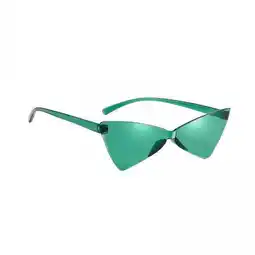 Walmart yuksok 2xCat Eye Sunglasses Summer Tinted Frameless Glasses UV400 Triangle Sunglasses Green offer