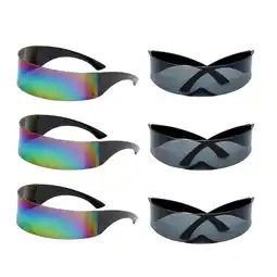 Walmart 6Pieces Funny Futuristic Mirrored Single Lens Visor Sunglasses Cosplay Women Men Party Eye Glasses offer