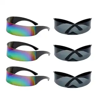 Walmart 6Pieces Funny Futuristic Mirrored Single Lens Visor Sunglasses Cosplay Women Men Party Eye Glasses offer