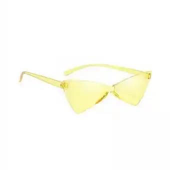 Walmart Segolike 3xCat Eye Sunglasses Summer Tinted Frameless Glasses UV400 Triangle Sunglasses Yellow offer