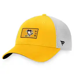 Walmart Men's Fanatics Gold/White Pittsburgh Penguins Authentic Pro Trucker Snapback Hat offer