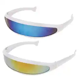 Walmart 2x Funny Futuristic Mirror Alien Sunglasses Monoblock Glasses offer