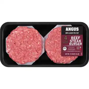 Walmart 85% Lean / 15% Fat Angus Ground Beef Steak Burgers, 4 Count, 1.33 lb Tray, Fresh, All Natural offer