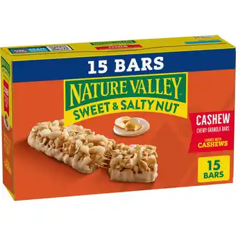 Walmart Nature Valley Granola Bars, Sweet and Salty Nut, Cashew, 15 Bars, 18 oz offer