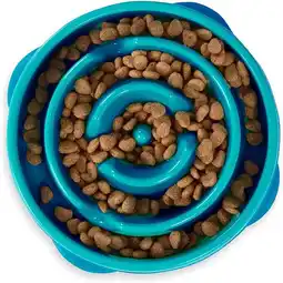 Walmart Outward Hound Fun Feeder Slo Bowl, Slow Feeder Dog Bowl, Medium/Mini, Turquoise offer