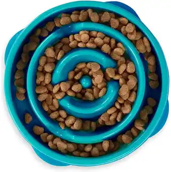 Walmart Outward Hound Fun Feeder Slo Bowl, Slow Feeder Dog Bowl, Medium/Mini, Turquoise offer