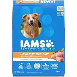 Walmart Iams Proactive Health Chicken Flavor Dry Dog Food Healthy Weight, 15 Lb Bag offer