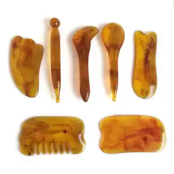 Walmart Jesscasday 7pcs/set Natural Resin Amber Massage Scraping for Face Neck Sha Scraper Massager offer